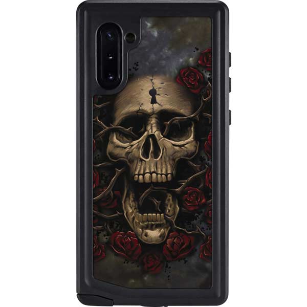 Liquid Blue Skull Entwined with Roses Galaxy Cases