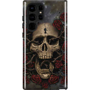 Liquid Blue Skull Entwined with Roses Galaxy Cases