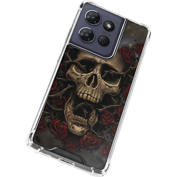 Liquid Blue Skull Entwined with Roses Moto G 5G (2025) Clear Case