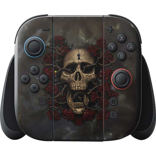Liquid Blue Skull Entwined with Roses Nintendo Switch 2 (2025) with Joy-Con Skin