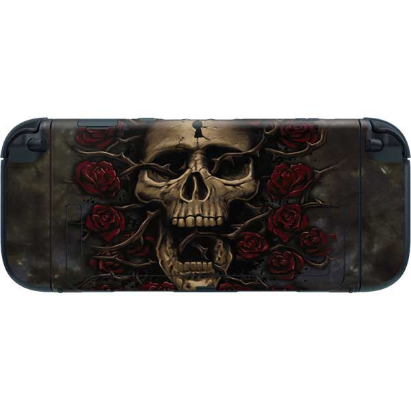 Liquid Blue Skull Entwined with Roses Nintendo Switch 2 (2025) with Joy-Con Skin