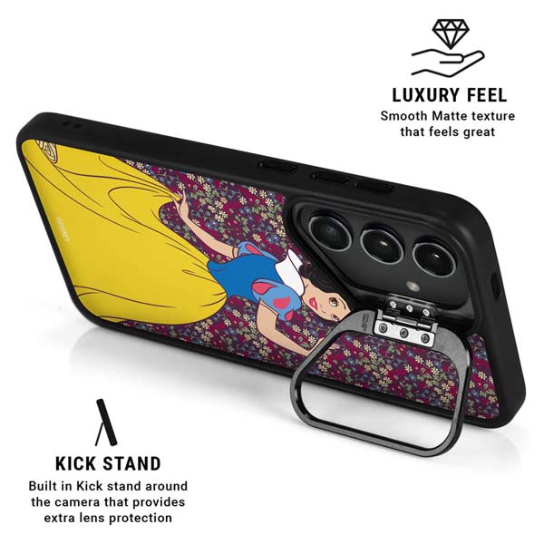 Disney Snow White Character with Floral Pattern Galaxy S26 Ultra Kickstand Case