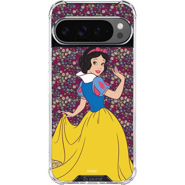 Disney Snow White Character with Floral Pattern Google Pixel 10 Pro Clear Case
