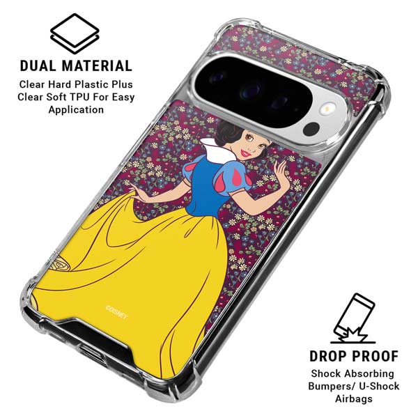 Disney Snow White Character with Floral Pattern Google Pixel 10 Pro Clear Case