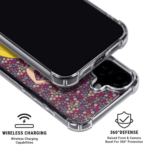 Disney Snow White Character with Floral Pattern iPhone 17 Clear Case