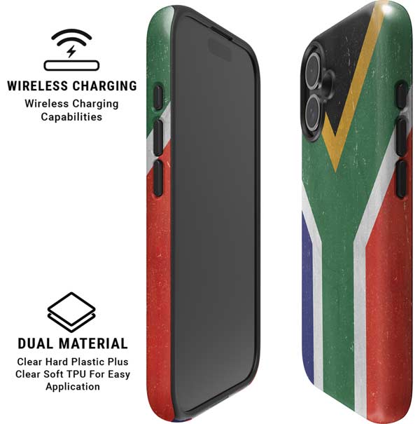 South Africa Flag Distressed iPhone 16 Magsafe Impact Case