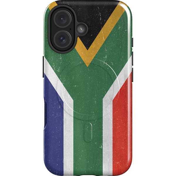 South Africa Flag Distressed iPhone 16 Plus Magsafe Impact Case