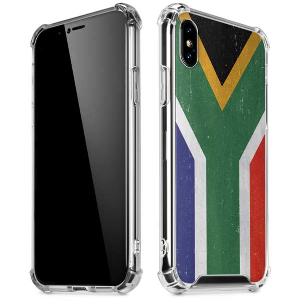 South Africa Flag Distressed iPhone X/XS Clear Case