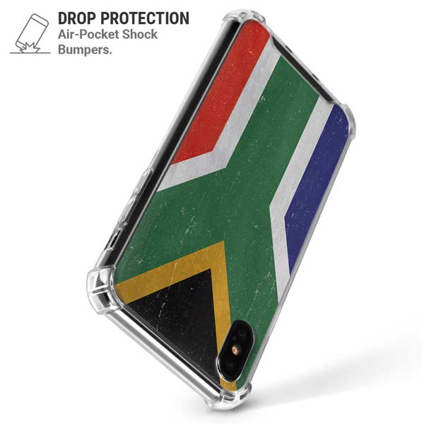 South Africa Flag Distressed iPhone X/XS Clear Case
