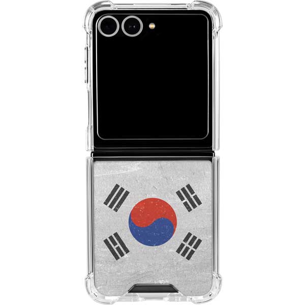 South Korean Flag Distressed Galaxy Z Flip7 Clear Case