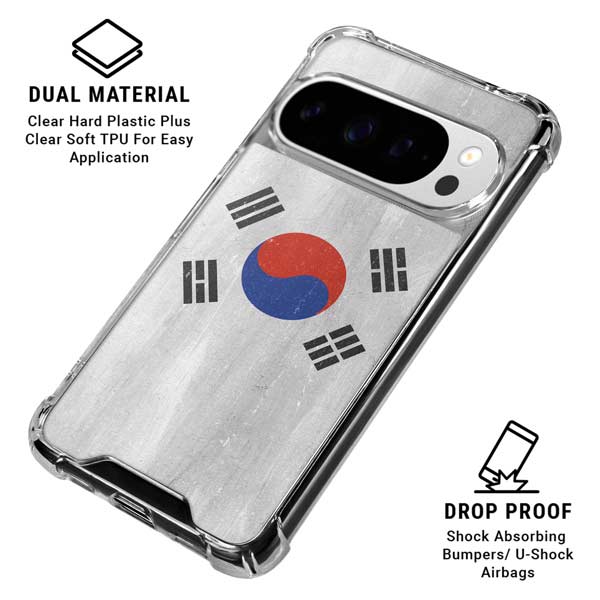 South Korean Flag Distressed Google Pixel 10 Pro Clear Case