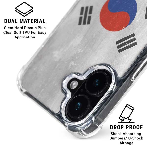 South Korean Flag Distressed iPhone 17 Clear Case
