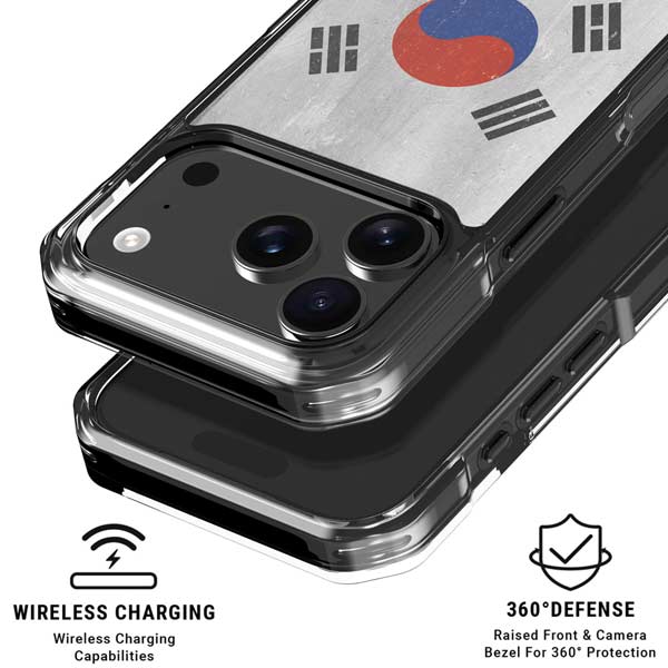 South Korean Flag Distressed iPhone 17 Pro Clear Case