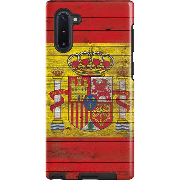 Spain Flag Dark Wood Galaxy Cases