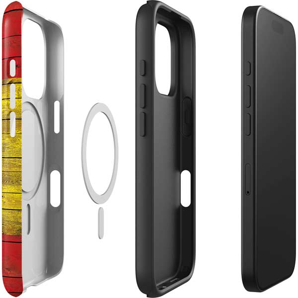 Spain Flag Dark Wood iPhone 16 Pro Max Magsafe Impact Case