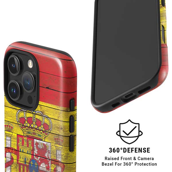 Spain Flag Dark Wood iPhone 16 Pro Max Magsafe Impact Case