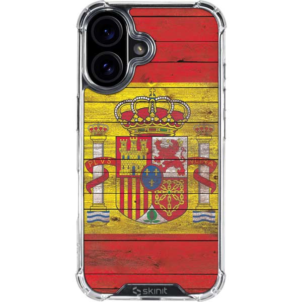 Spain Flag Dark Wood iPhone 17 Clear Case