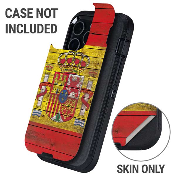 Spain Flag Dark Wood Otterbox Defender iPhone Skin