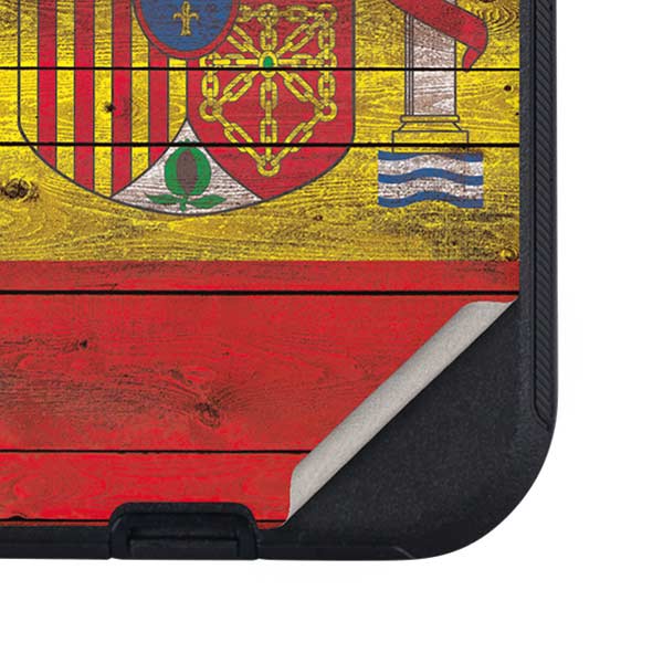 Spain Flag Dark Wood Otterbox Defender iPhone Skin