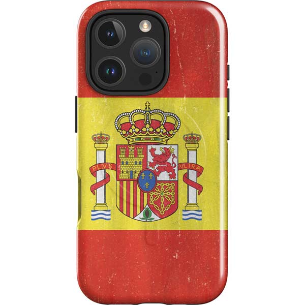 Spain Flag Distressed iPhone 16 Pro Magsafe Impact Case