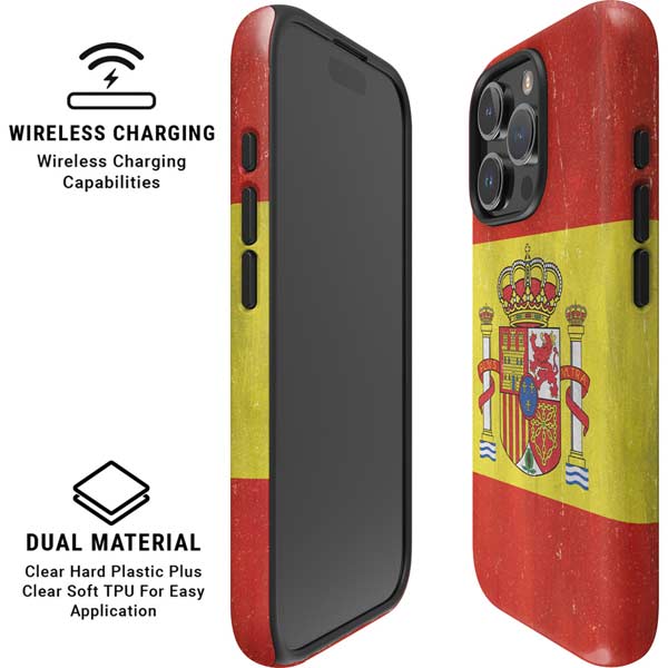 Spain Flag Distressed iPhone 16 Pro Magsafe Impact Case