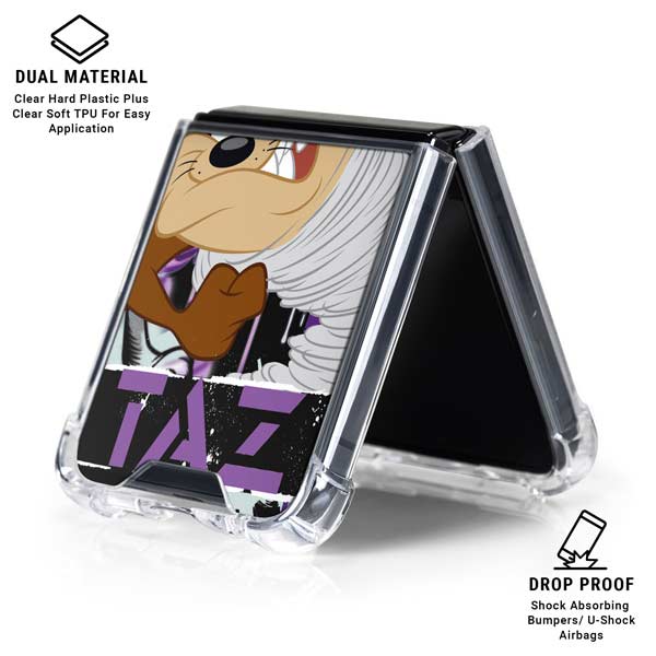 Looney Tunes Splatter Paint Tasmanian Devil Galaxy Z Flip7 Clear Case