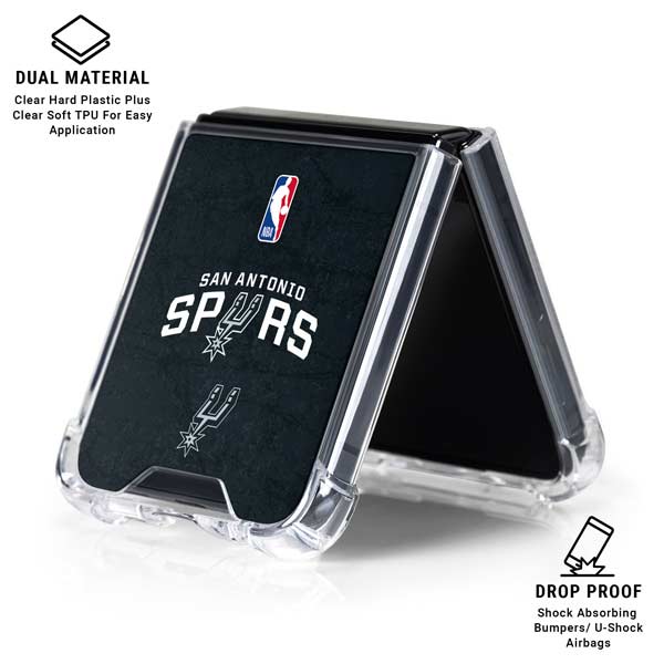 NBA San Antonio Spurs Distressed Galaxy Z Flip7 Clear Case