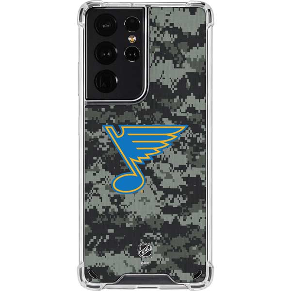 NHL St. Louis Blues Camo Galaxy S21 Ultra 5G Clear Case