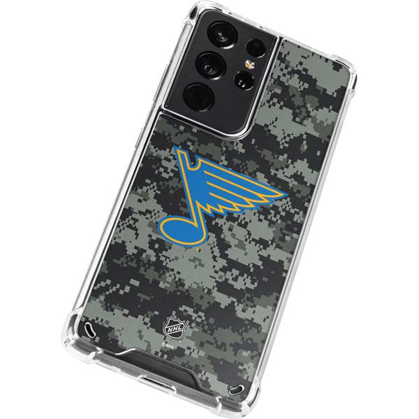 NHL St. Louis Blues Camo Galaxy S21 Ultra 5G Clear Case