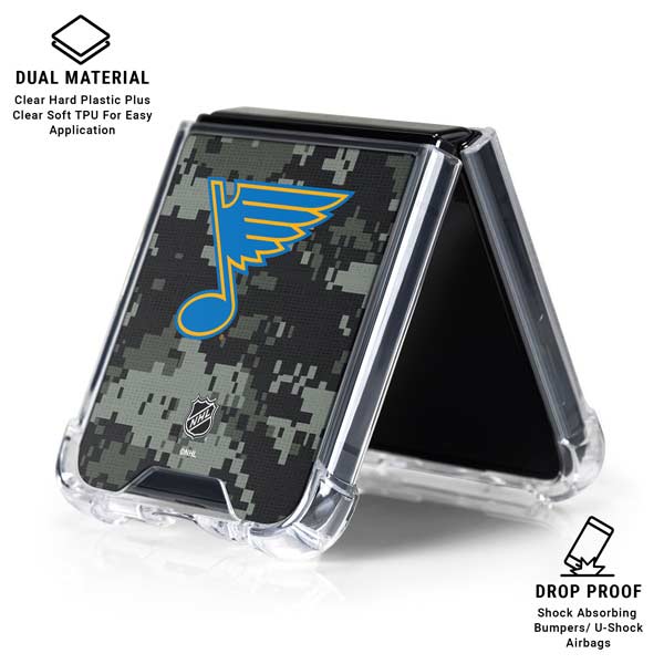 NHL St. Louis Blues Camo Galaxy Z Flip6 Clear Case