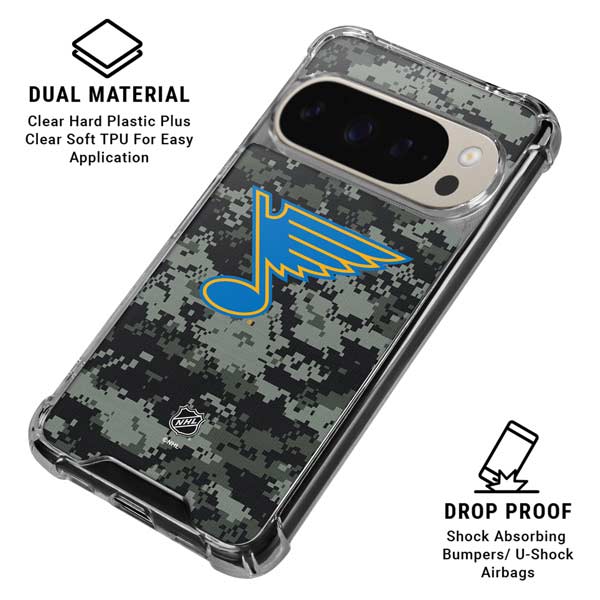 NHL St. Louis Blues Camo Google Pixel 9 Pro XL Clear Case