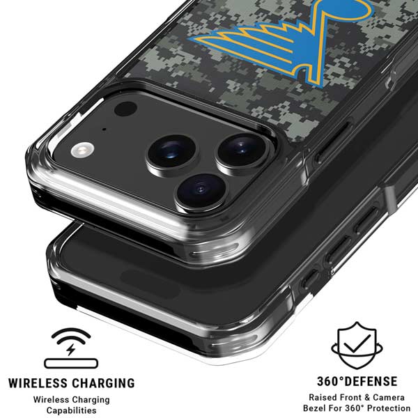 NHL St. Louis Blues Camo iPhone 17 Pro Clear Case