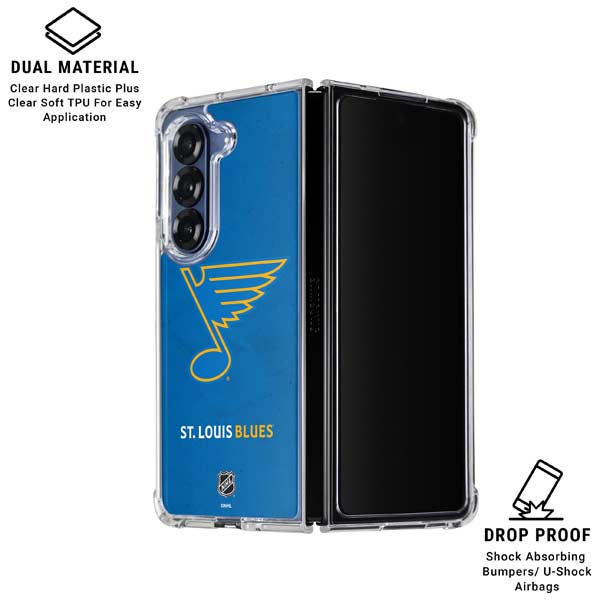 NHL St. Louis Blues Distressed Galaxy Z Fold7 Clear Case