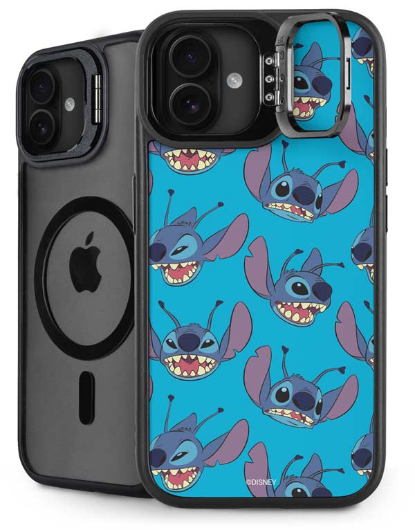 Disney Lilo and Stitch Face Expression Pattern iPhone 16 Kickstand Case