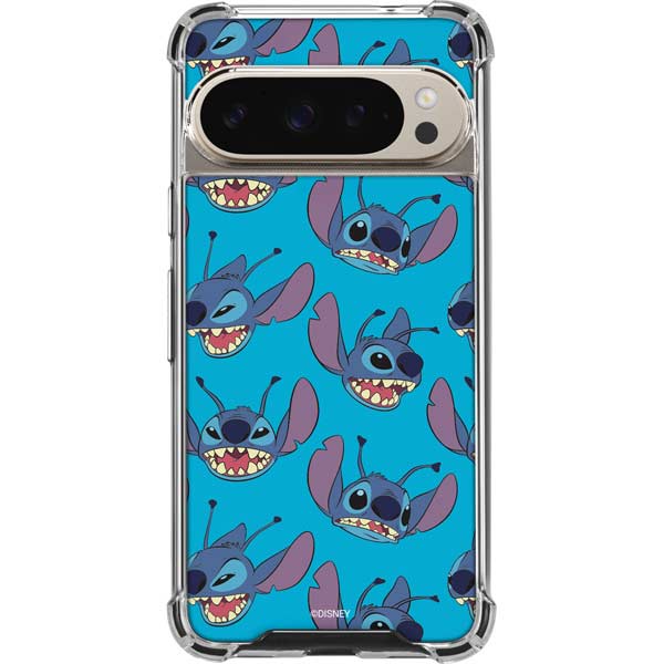Disney Lilo and Stitch Face Expression Pattern Pixel 9 Pro XL Clear Case