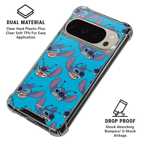 Disney Lilo and Stitch Face Expression Pattern Pixel 9 Pro XL Clear Case