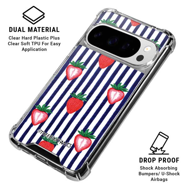 Bouffants and Broken Hearts Strawberries and Stripes Google Pixel 10 Pro Clear Case