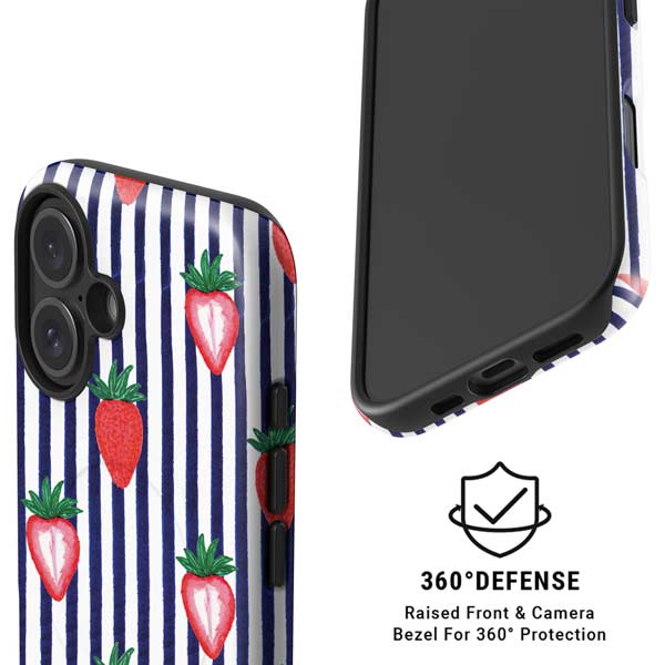 Bouffants and Broken Hearts Strawberries and Stripes iPhone 16 Plus Magsafe Impact Case