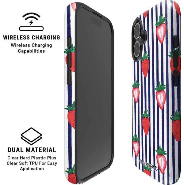 Bouffants and Broken Hearts Strawberries and Stripes iPhone 16 Plus Magsafe Impact Case