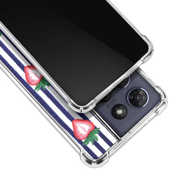 Bouffants and Broken Hearts Strawberries and Stripes Moto G 5G (2025) Clear Case
