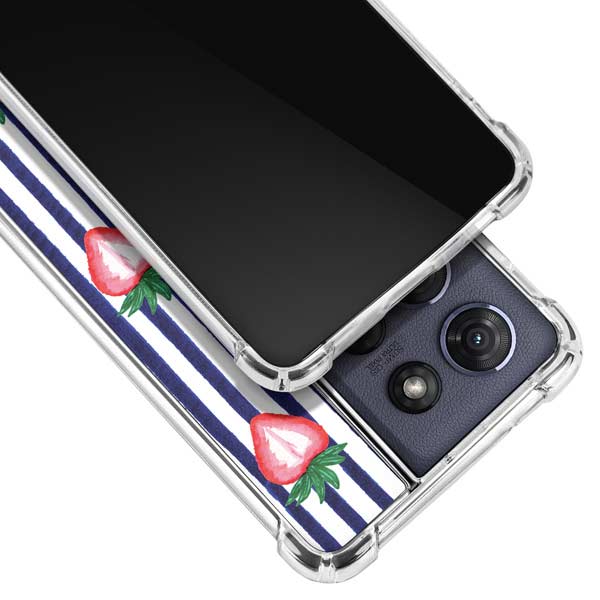 Bouffants and Broken Hearts Strawberries and Stripes Moto G Play 5G (2025) Clear Case
