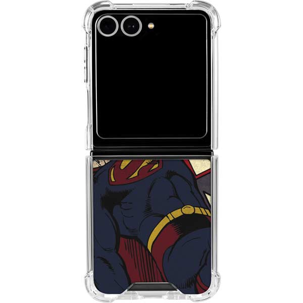 DC Comics Superman Vintage Pose American Flag Galaxy Z Flip7 Clear Case