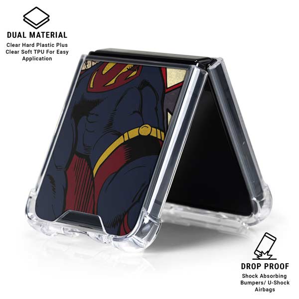 DC Comics Superman Vintage Pose American Flag Galaxy Z Flip7 Clear Case