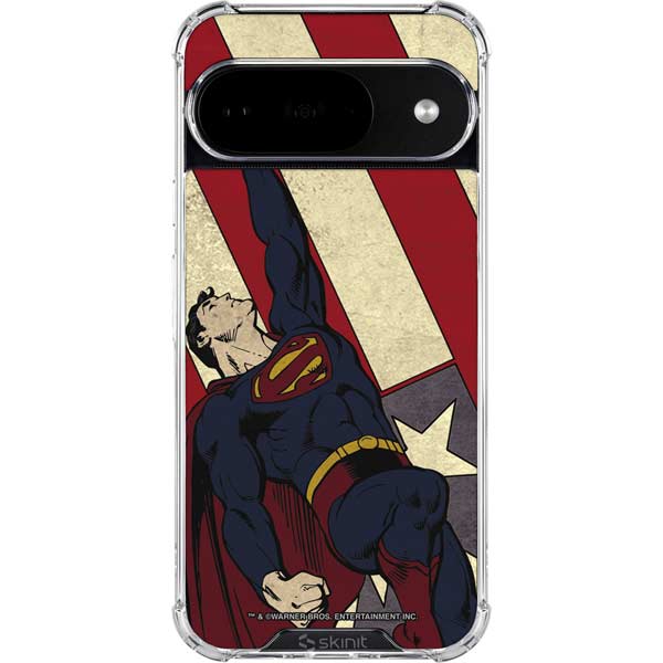 DC Comics Superman Vintage Pose American Flag Google Pixel 10 Clear Case
