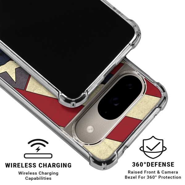 DC Comics Superman Vintage Pose American Flag Google Pixel 10 Clear Case