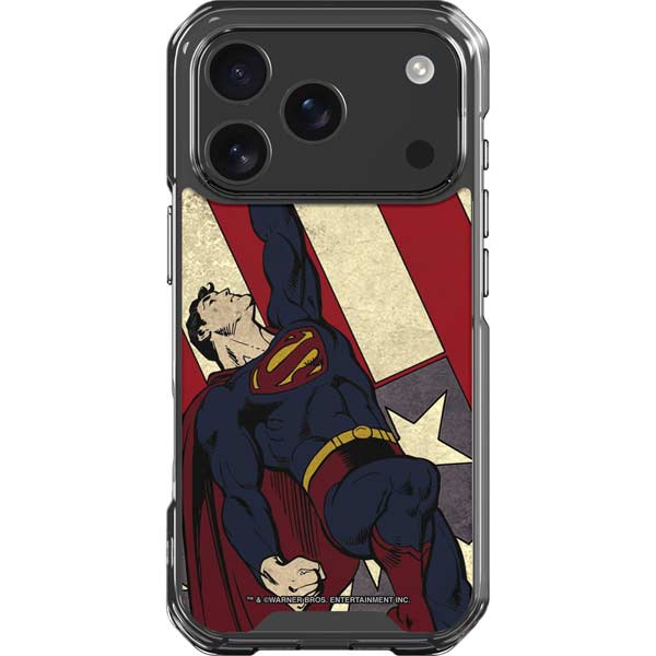 DC Comics Superman Vintage Pose American Flag iPhone 17 Pro Clear Case