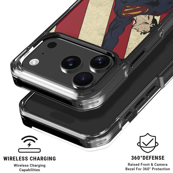 DC Comics Superman Vintage Pose American Flag iPhone 17 Pro Clear Case
