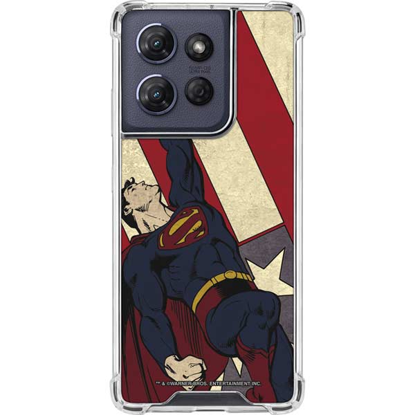 DC Comics Superman Vintage Pose American Flag Moto G 5G (2025) Clear Case