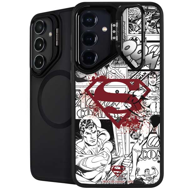 DC Comics Superman Comic Pattern Logo in Red Galaxy S26 Plus Kickstand Case