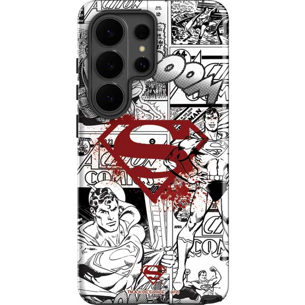 DC Comics Superman Comic Pattern Logo in Red Galaxy S26 Ultra Impact Case